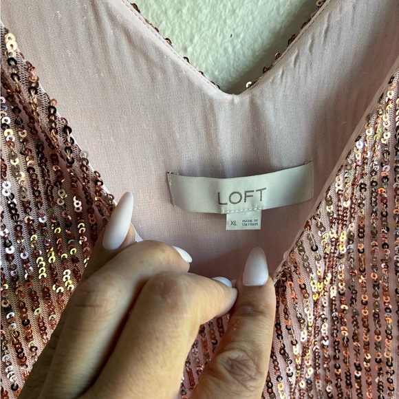 LOFT Shimmering Sequin Camisole - Rose Gold - Picture 3 of 8